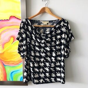 MICHAEL KORS Abstract Houndstooth Blouse (2X)